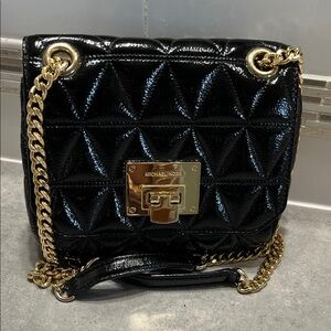 Michael Kors Black Patent Quilted Crossbody Bag